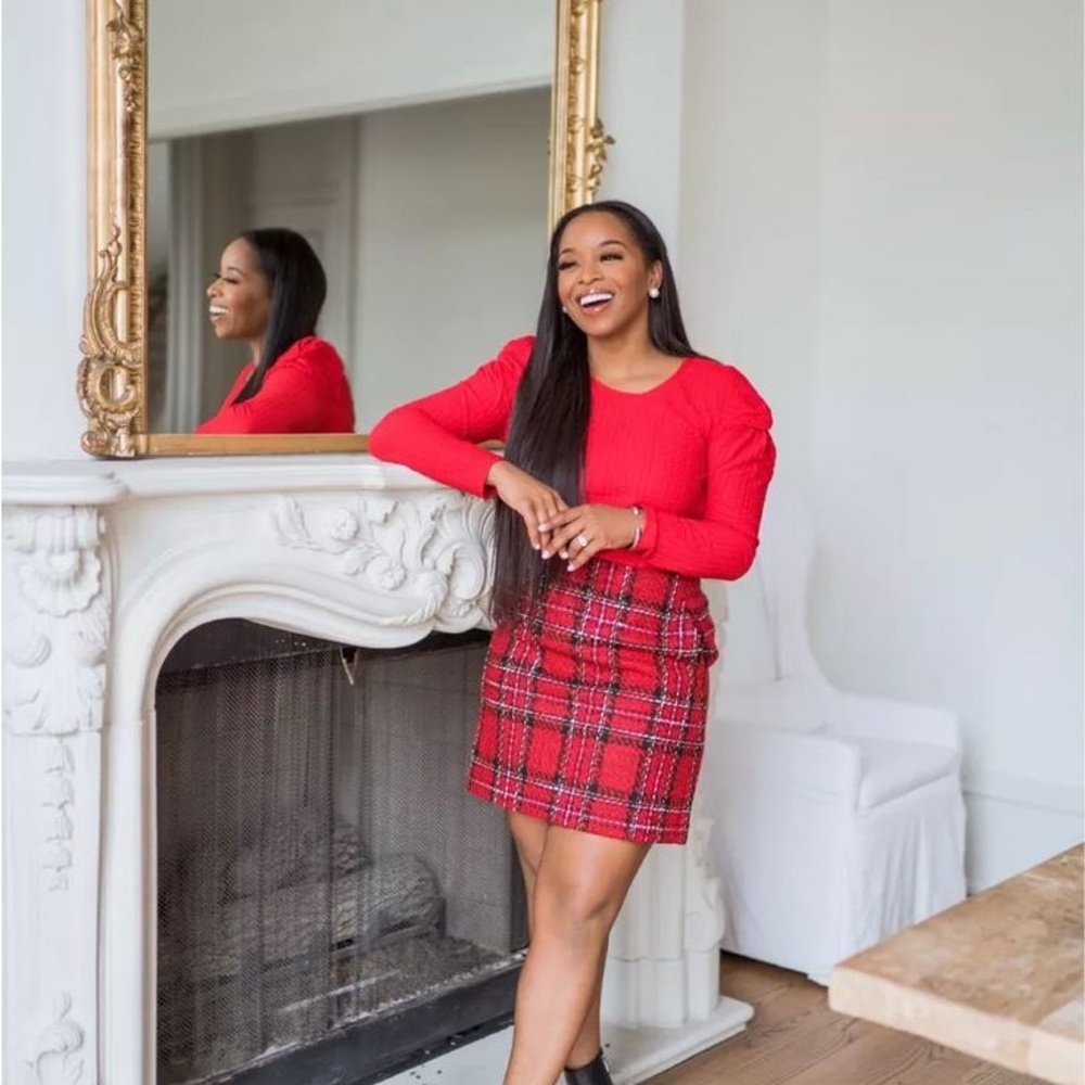 NWT - Loft- Red Plaid Mini Skirt